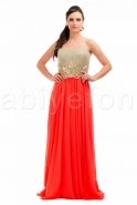 Длинное Вечернее Платье Неоновый-Оранжево-красный O3625