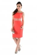 Короткое Вечернее Платье Оранжево-Красный O3609