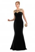 Длинное Вечернее Платье Черный-Золотой C6067