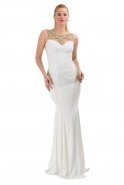 Длинное Вечернее Платье Белый-Золотой O1049
