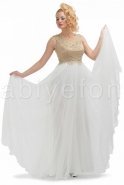 Длинное Вечернее Платье Белый-Золотой F1361