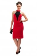 Короткое Вечернее Платье Черный-Красный O7220