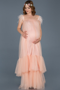 Длинное Вечернее Платье Для Беременных Розовый ABU748
