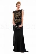Длинное Вечернее Платье Черный-Золотой F1072