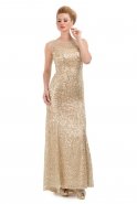 Длинное Вечернее Платье Темно-серый-Золотой M1393