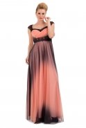 Длинное Вечернее Платье Персиковый S3653