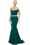 Длинное Вечернее Платье Изумрудно-зеленый AN1139