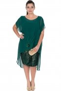 Короткое Свободное Вечернее Платье Изумрудно-зеленый AL8856