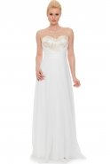 Длинное Вечернее Платье Белый-Золотой AN2300