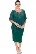 Короткое Свободное Вечернее Платье Изумрудно-зеленый ALY8917