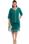 Короткое Свободное Вечернее Платье Изумрудно-зеленый BC8049