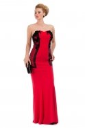 Длинное Вечернее Платье Черный-Красный O3509