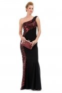 Длинное Вечернее Платье Черный-Красный O1044