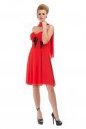 Короткое Вечернее Платье Оранжево-Красный O1062