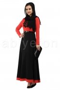 Вечерняя Одежда Хиджаб Черный-Красный T1726