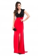 Длинное Вечернее Платье Черный-Красный O1001