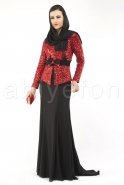 Вечерняя Одежда Хиджаб Черный-Красный M1391