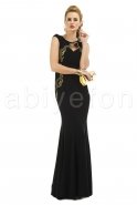 Длинное Вечернее Платье Черный-Золотой O7125