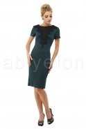 Короткое Вечернее Платье Зеленый-Черный N96840