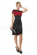 Короткое Вечернее Платье Черный-Бордовый N96809