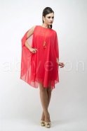Короткое Вечернее Платье Оранжево-Красный T1616