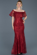 Длинное Помолвочное Платье Бордовый ABU760
