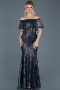 Длинное Помолвочное Платье Темно-синий ABU760