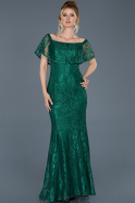 Длинное Помолвочное Платье Изумрудно-зеленый ABU760