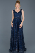 Длинное Помолвочное Платье Темно-синий ABU762