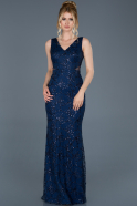 Длинное Выпускное Платье Русалка Темно-синий ABU763