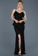 Длинное Помолвочное Платье С Кружевами Черный ABU764