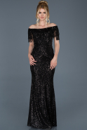 Длинное Помолвочное Платье Черный ABU765