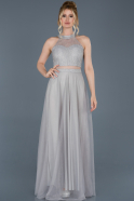 Длинное Помолвочное Платье Серый ABU766