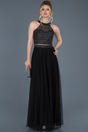 Длинное Помолвочное Платье Черный ABU766