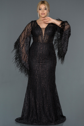 Длинное Свободное Вечернее Платье Черный ABU1219