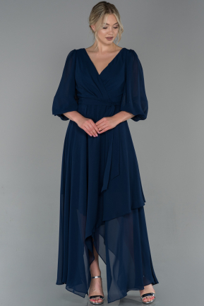 Длинное Шифоновое Платье Темно-синий ABU1729