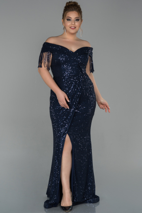 Длинное Свободное Вечернее Платье Темно-синий ABU1745