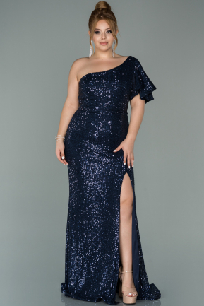 Длинное Свободное Вечернее Платье Темно-синий ABU1893