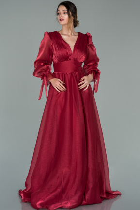 Длинное Вечернее Платье Бордовый ABU1951