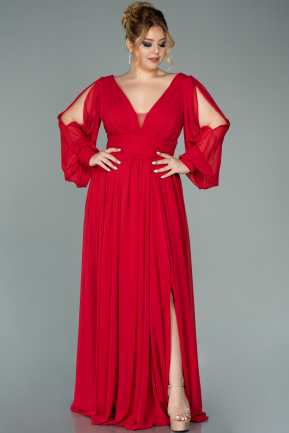Большое Шифоновое Вечернее Платье красный ABU1988