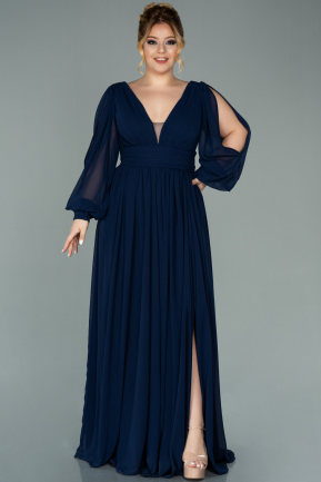 Большое Шифоновое Вечернее Платье Темно-синий ABU1988