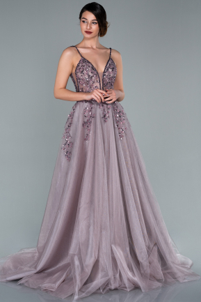Длинное Платье Высокой Моды Светло-лавандовый ABU2093