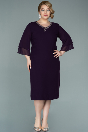 Миди Вечернее Платье Большого Размера Тёмно-пурпурный ABK1334