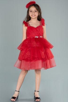 Длинное Девичье Платье красный ABU2290