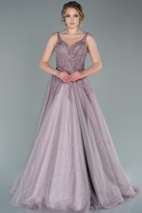 Длинное Платье Высокой Моды Пыльно-розовый ABU2377