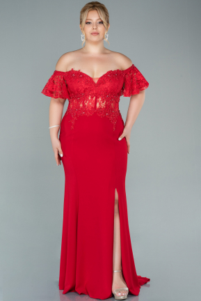 Большое Длинное Кружевное Платье красный ABU2571