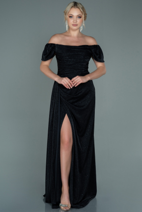 Длинное Вечернее Платье Черный ABU2657