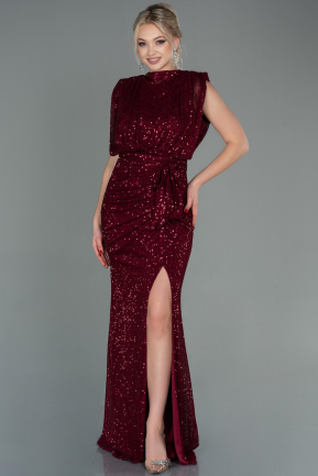 Длинное Чешуйчатое Вечернее Платье Бордовый ABU2752