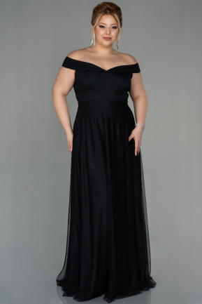 Длинное Свободное Вечернее Платье Черный ABU020
