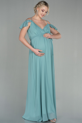Длинное Вечернее Платье Для Беременных Бирюзовый ABU756